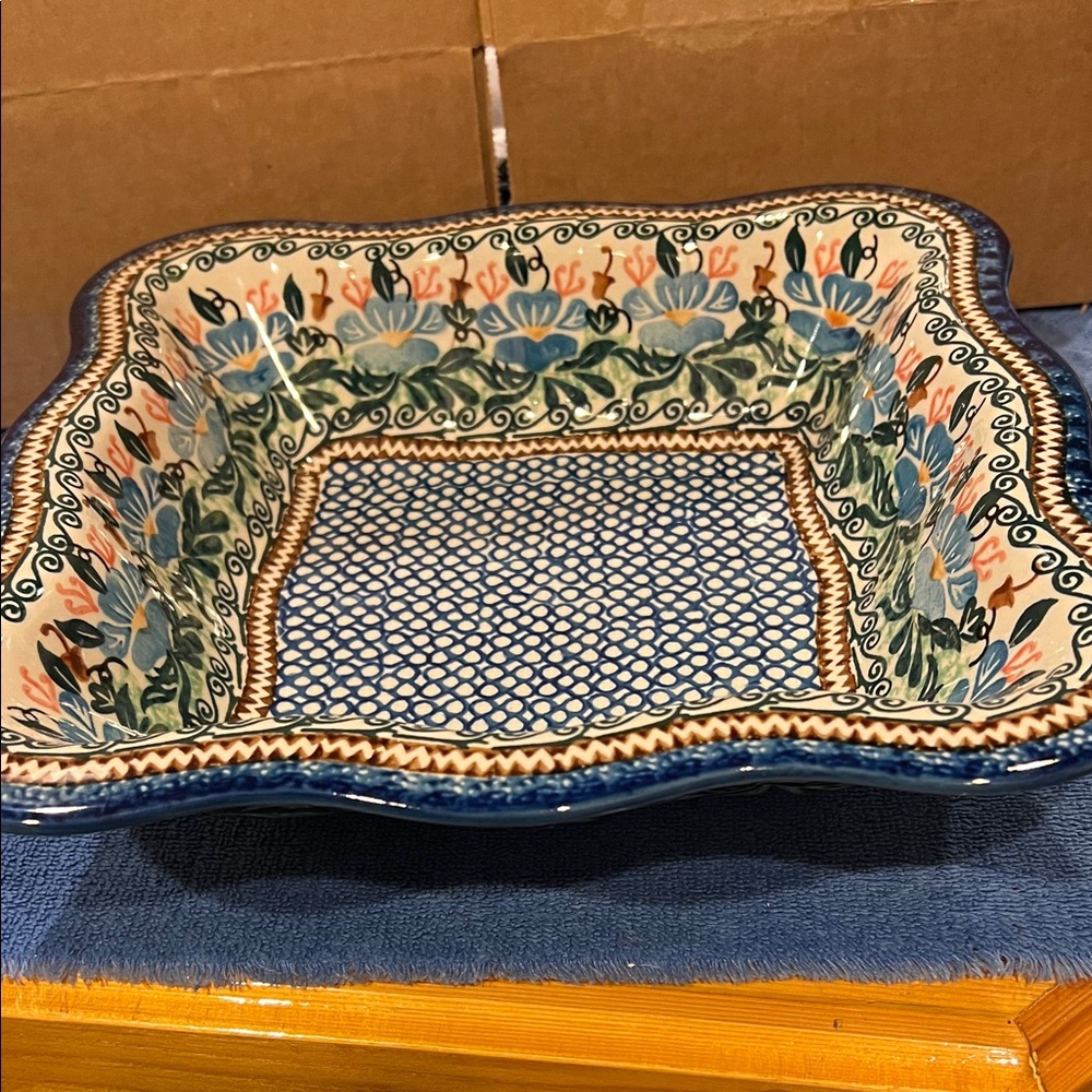 Polish Pottery Square Casserole Dish